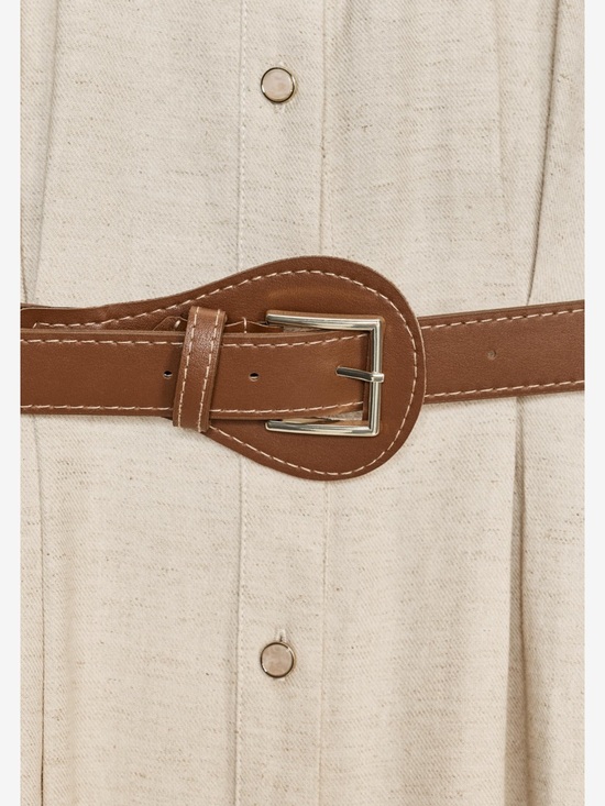 NWT Zara Belted Linen Blend Midi Dress in Tan size L - Picture 9 of 17